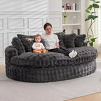 Canapé rond surdimensionné de 83 pouces, canapé-lit moelleux avec 6 oreillers, chaise longue ronde pour chambre à coucher, salon
