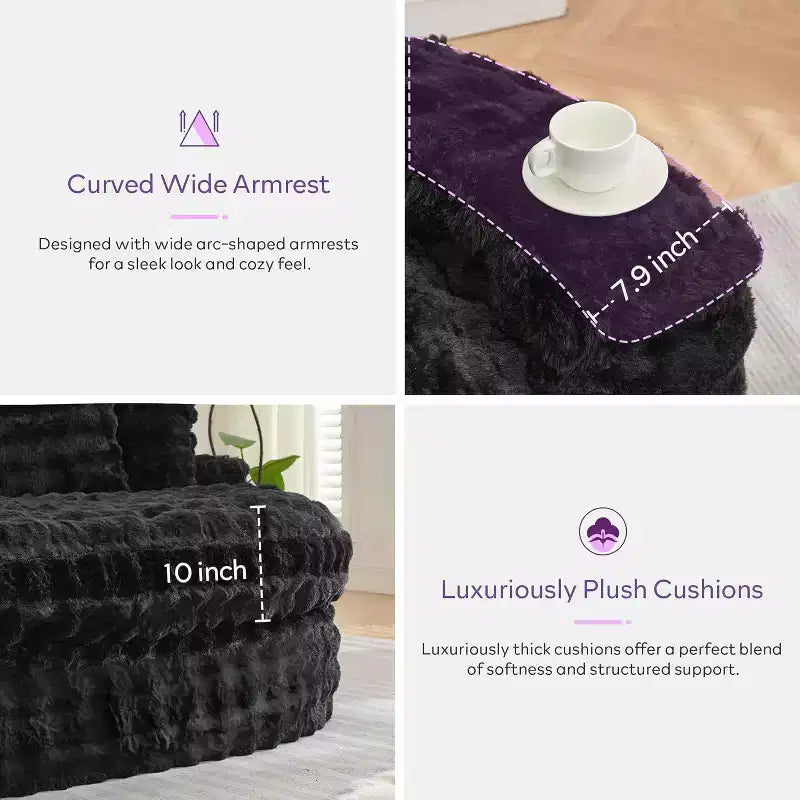 Canapé rond surdimensionné de 83 pouces, canapé-lit moelleux avec 6 oreillers, chaise longue ronde pour chambre à coucher, salon