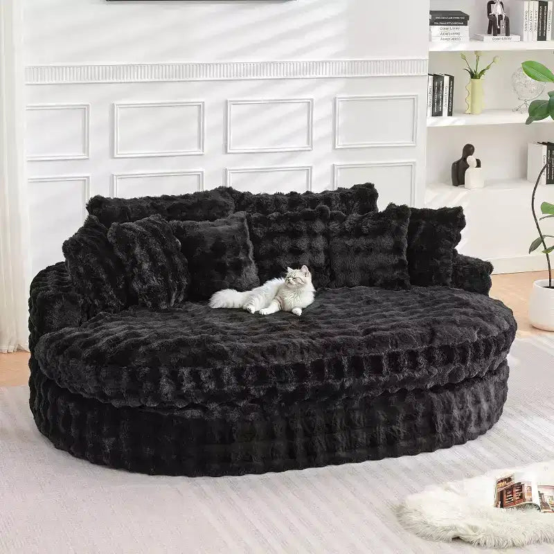Canapé rond surdimensionné de 83 pouces, canapé-lit moelleux avec 6 oreillers, chaise longue ronde pour chambre à coucher, salon
