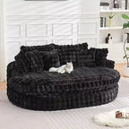 Canapé rond surdimensionné de 83 pouces, canapé-lit moelleux avec 6 oreillers, chaise longue ronde pour chambre à coucher, salon