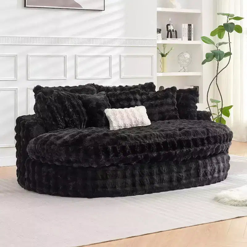 Canapé rond surdimensionné de 83 pouces, canapé-lit moelleux avec 6 oreillers, chaise longue ronde pour chambre à coucher, salon