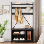 Portemanteau avec banc, porte-manteau industriel avec casiers de rangement, porte-manteau d'entrée avec rangement à chaussures