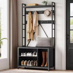 Portemanteau avec banc, porte-manteau industriel avec casiers de rangement, porte-manteau d'entrée avec rangement à chaussures