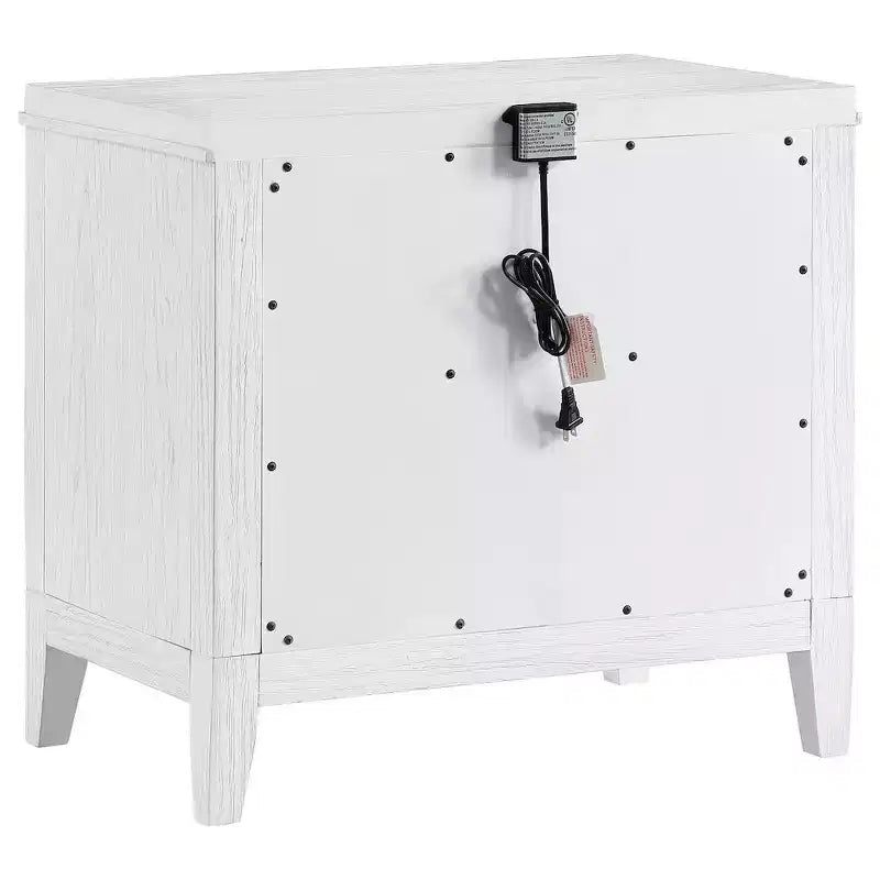 Table de chevet à 2 tiroirs Marielle, blanc vieilli