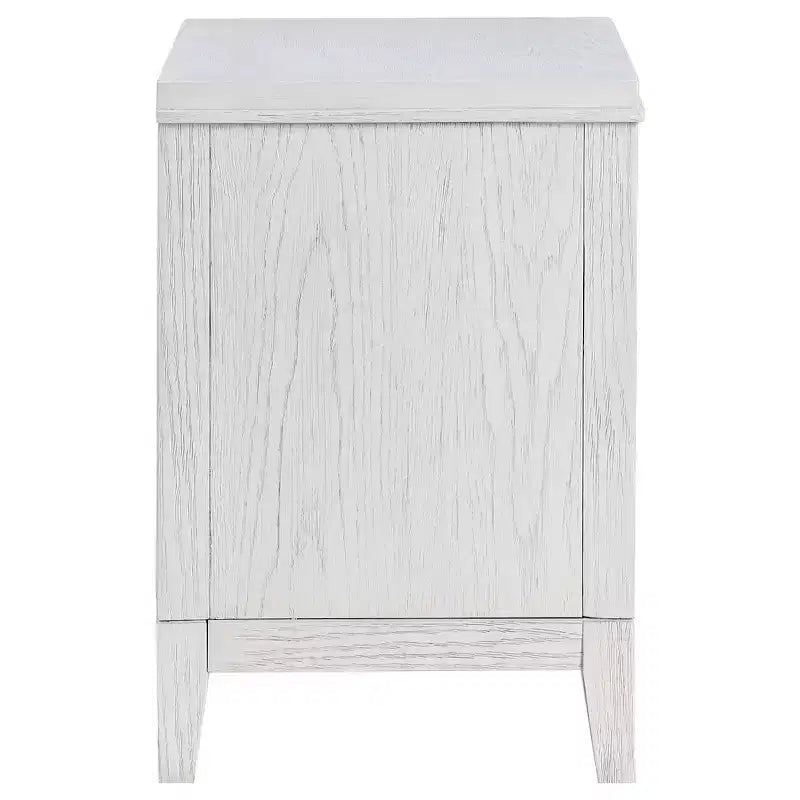 Table de chevet à 2 tiroirs Marielle, blanc vieilli