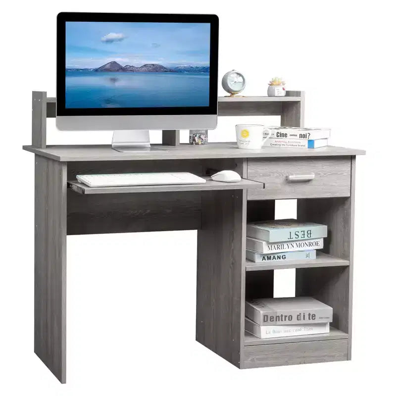 Bureau d'ordinateur moderne P2 en aggloméré de 15 mm gris