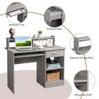 Bureau d'ordinateur moderne P2 en aggloméré de 15 mm gris