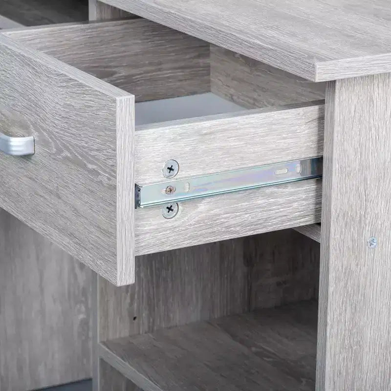 Bureau d'ordinateur moderne P2 en aggloméré de 15 mm gris