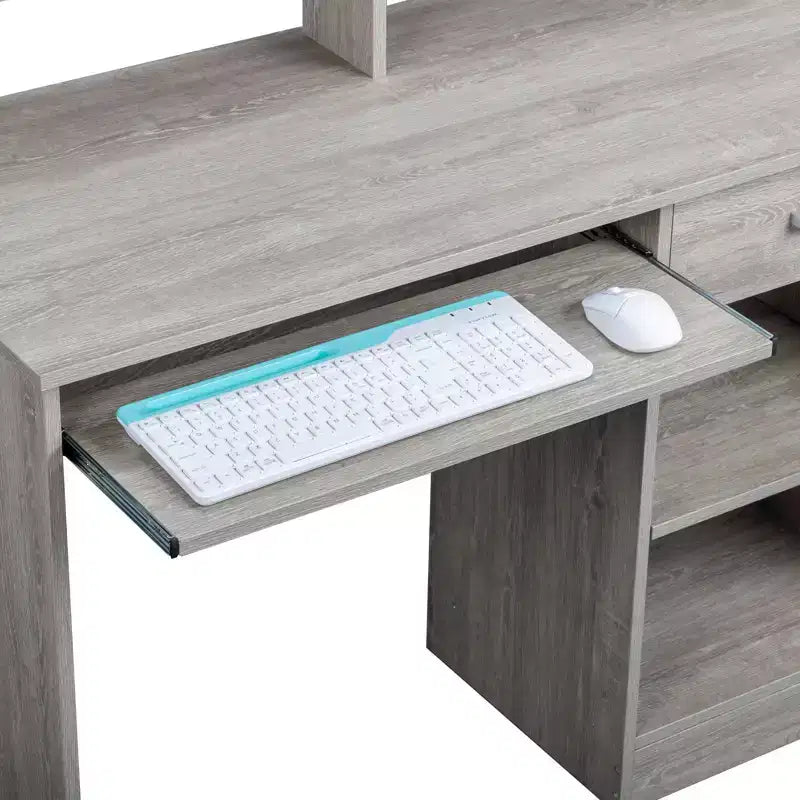 Bureau d'ordinateur moderne P2 en aggloméré de 15 mm gris