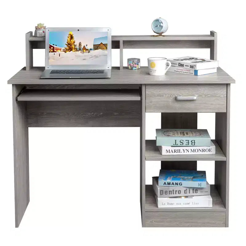 Bureau d'ordinateur moderne P2 en aggloméré de 15 mm gris
