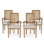 Chaises de salle à manger rembourrées en bois et rotin de style campagnard Zentner (4 pièces)