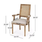 Chaises de salle à manger rembourrées en bois et rotin de style campagnard Zentner (4 pièces)