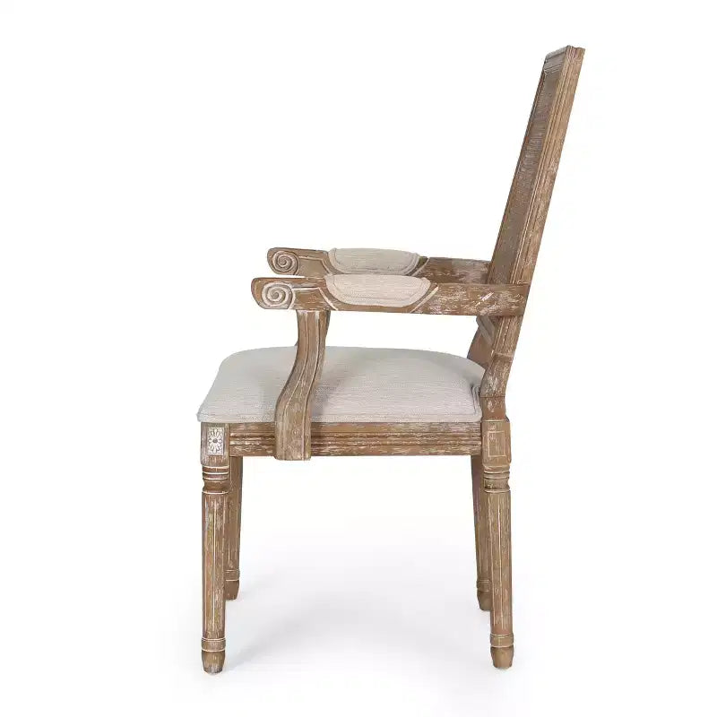 Chaises de salle à manger rembourrées en bois et rotin de style campagnard Zentner (4 pièces)