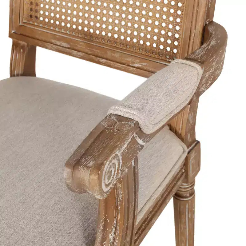 Chaises de salle à manger rembourrées en bois et rotin de style campagnard Zentner (4 pièces)