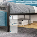 Cadre de lit plateforme Queen Size en velours courbé avec rangement, tête de lit et pied de lit rembourrés, lattes métalliques robustes, silencieux, gris