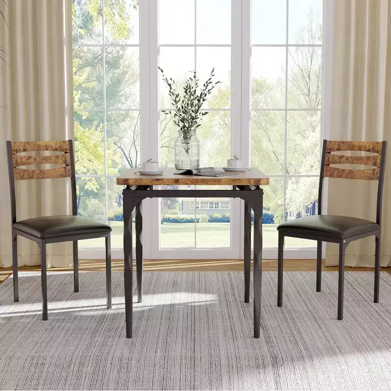 Table et chaises pour 2, table à manger 3 pièces avec pieds de table en spirale pour petits espaces, cuisine, appartement