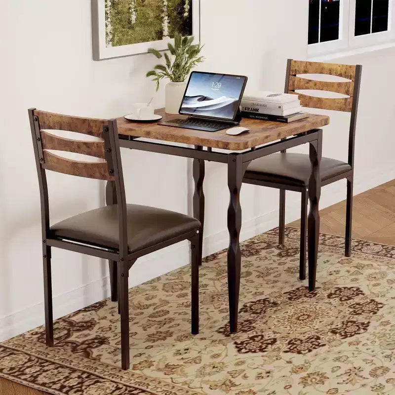 Table et chaises pour 2, table à manger 3 pièces avec pieds de table en spirale pour petits espaces, cuisine, appartement