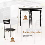 Table et chaises pour 2, table à manger 3 pièces avec pieds de table en spirale pour petits espaces, cuisine, appartement