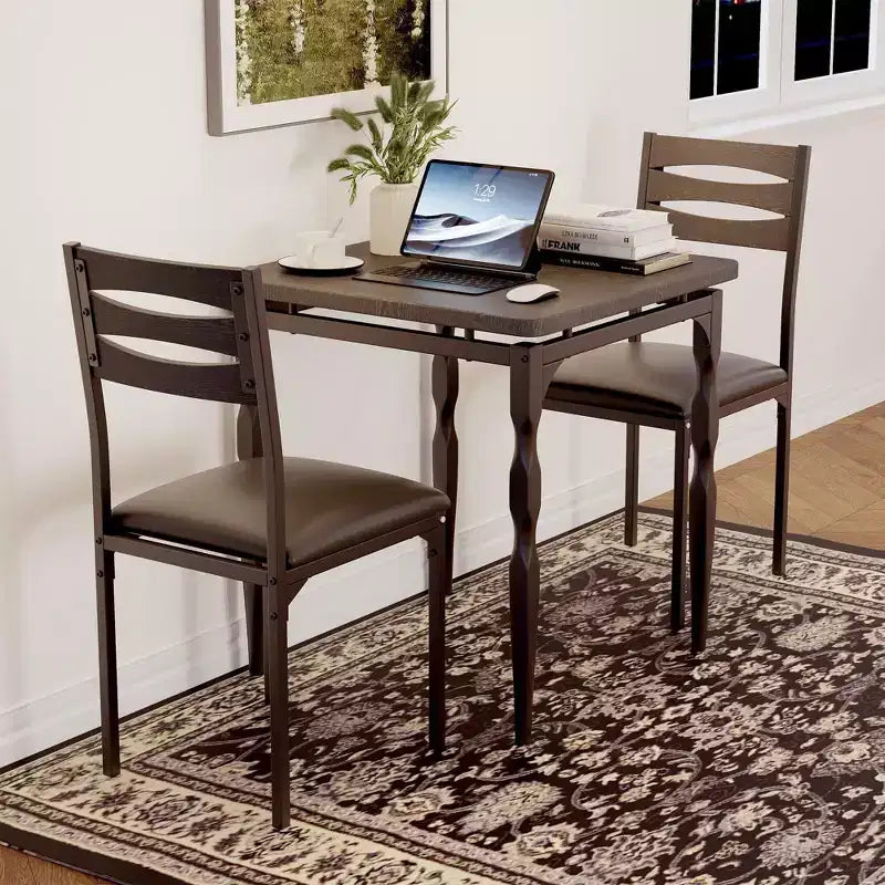 Table et chaises pour 2, table à manger 3 pièces avec pieds de table en spirale pour petits espaces, cuisine, appartement