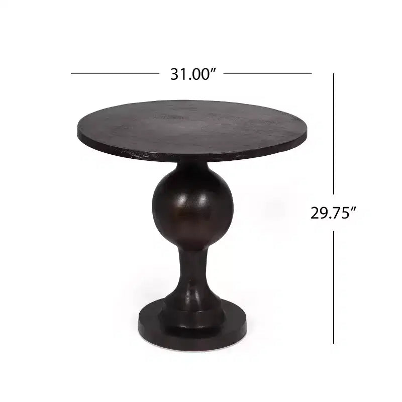 Table à manger circulaire Devries en aluminium, faite à la main et de style moderne