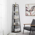 TROPOW 5 Tier Tall Corner Shelf Stand Large Capacity Corner Bookshelf for Living Room Kitchen Small Space (18.10 x 18.10 x 70in) Brown One Size
