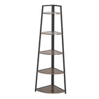 Étagère d'Angle Haute à 5 Niveaux, Grande Capacité, pour Salon, Cuisine, Petits Espaces (46 x 46 x 178 cm) Marron Taille Unique