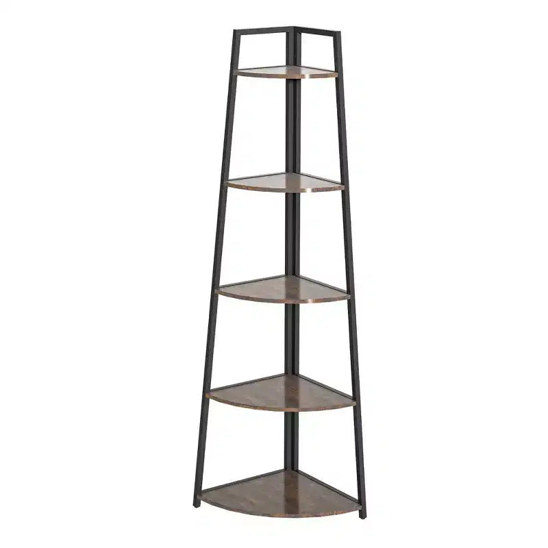 Étagère d'Angle Haute à 5 Niveaux, Grande Capacité, pour Salon, Cuisine, Petits Espaces (46 x 46 x 178 cm) Marron Taille Unique