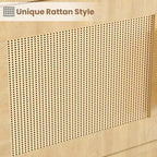 Bibliothèque en bois à 5 niveaux avec portes en rotin, grande étagère avec rangement pour salon, chambre, bureau à domicile et cuisine