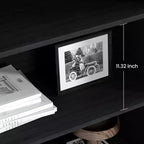 Bibliothèque en bois à 5 niveaux avec portes en rotin, grande étagère avec rangement pour salon, chambre, bureau à domicile et cuisine