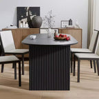 Table à manger ovale en bois massif 67 x 33,5 Table de cuisine moderne de style ferme avec pieds ondulés massifs pour salon, cuisine, bureau à domicile Noir