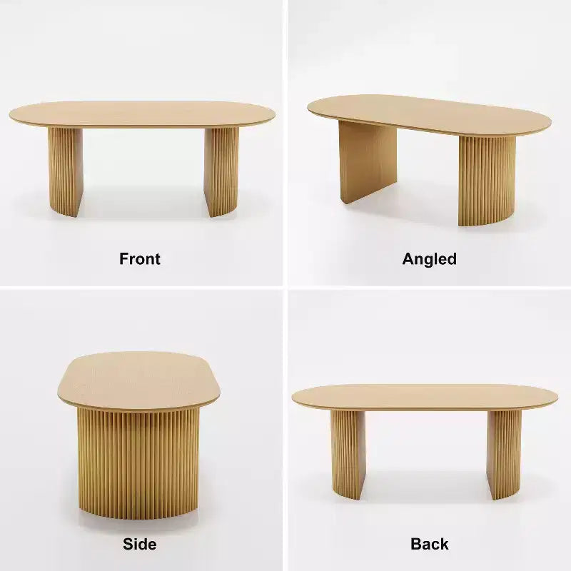 Table à manger ovale en bois massif 67 x 33,5 Table de cuisine moderne de style campagnard avec pieds ondulés massifs pour salon, cuisine, bureau à domicile Naturel