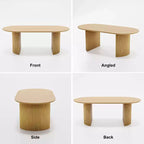 Table à manger ovale en bois massif 67 x 33,5 Table de cuisine moderne de style campagnard avec pieds ondulés massifs pour salon, cuisine, bureau à domicile Naturel