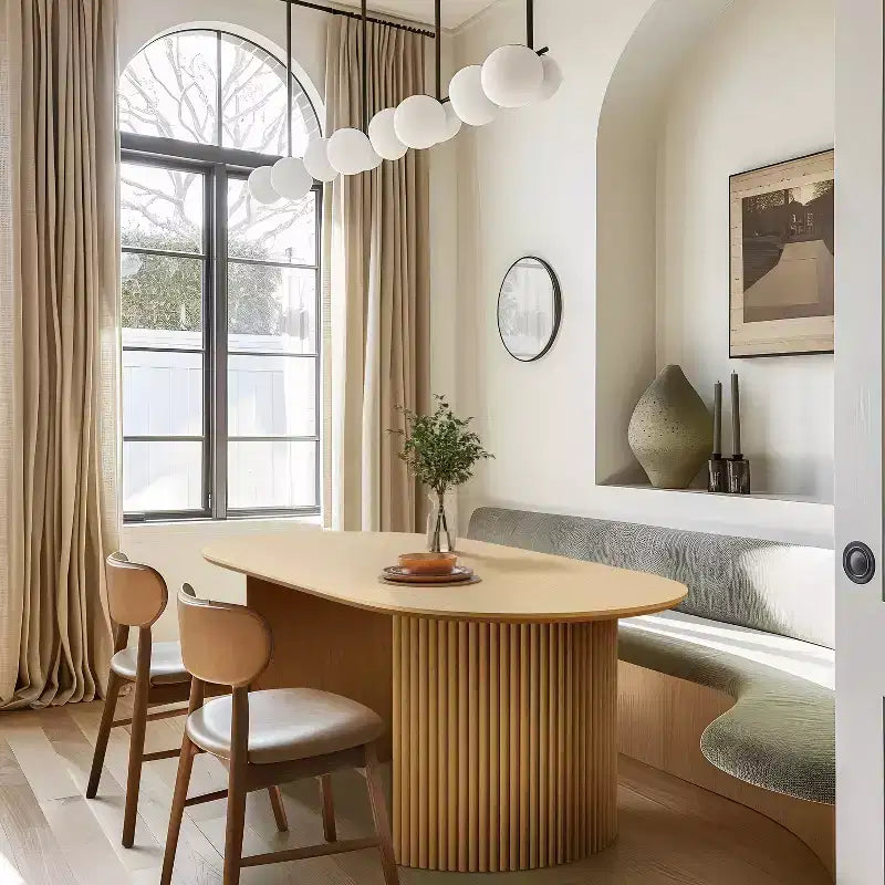 Table à manger ovale en bois massif 67 x 33,5 Table de cuisine moderne de style campagnard avec pieds ondulés massifs pour salon, cuisine, bureau à domicile Naturel