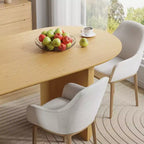 Table à manger ovale en bois massif 67 x 33,5 Table de cuisine moderne de style campagnard avec pieds ondulés massifs pour salon, cuisine, bureau à domicile Naturel
