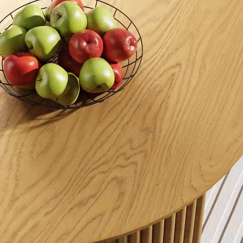 Table à manger ovale en bois massif 67 x 33,5 Table de cuisine moderne de style campagnard avec pieds ondulés massifs pour salon, cuisine, bureau à domicile Naturel
