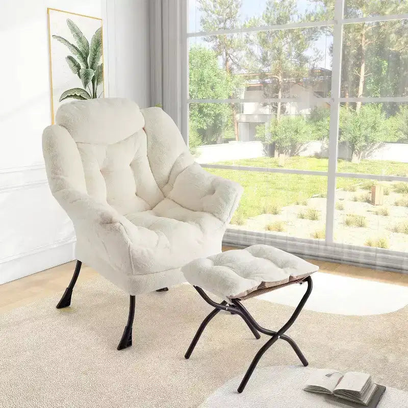 Fauteuil de salon et ottoman avec pochette latérale