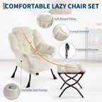 Fauteuil de salon et ottoman avec pochette latérale