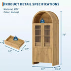 Meuble Colonne Arqué de 180 cm de Haut - Meuble de Cuisine Arqué avec Tiroir Caché, Étagères Réglables, Meuble de Rangement pour Salon, Salle à Manger