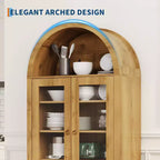 Meuble Colonne Arqué de 180 cm de Haut - Meuble de Cuisine Arqué avec Tiroir Caché, Étagères Réglables, Meuble de Rangement pour Salon, Salle à Manger