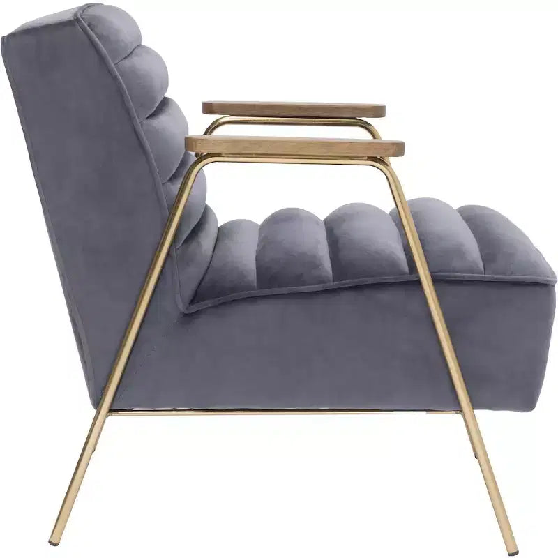 Fauteuil d'appoint en velours gris Woodford