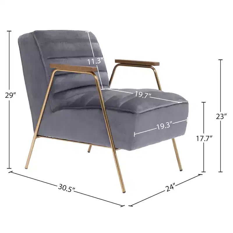 Fauteuil d'appoint en velours gris Woodford