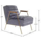 Fauteuil d'appoint en velours gris Woodford