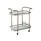 HOMES: Inside + Out Elleria Rectangular Metal Serving Cart: Wine & Beverage Cart with Glass Shelves