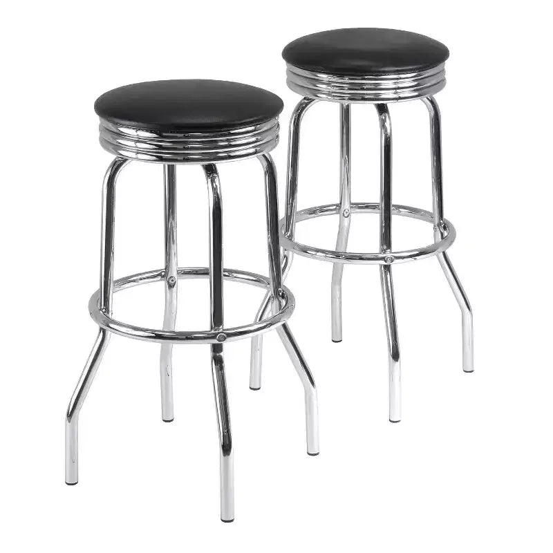 Table de salle à manger haute Summit avec tabourets pivotants Métal/Noir/Chrome brillant (3 pièces)