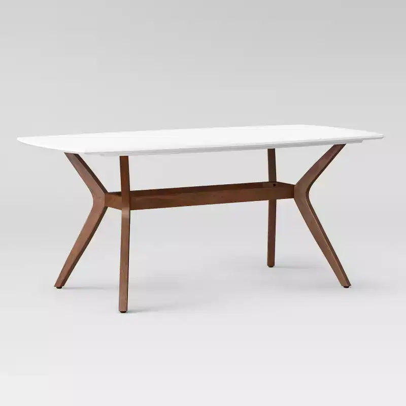 Table à manger moderne Emmond du milieu du siècle, 183 cm, blanc/marron (assemblage requis)