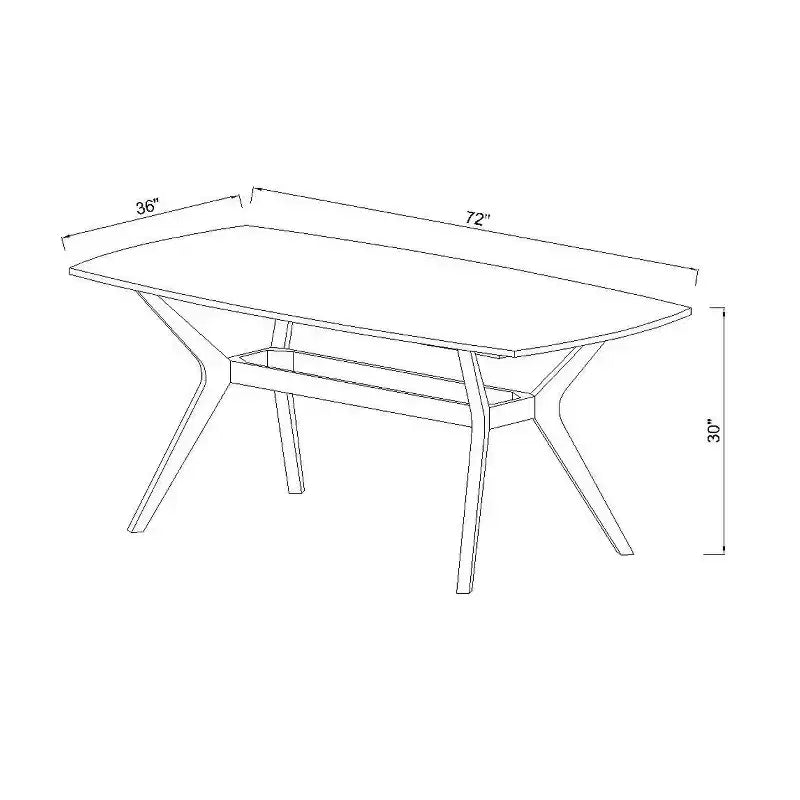 Table à manger moderne Emmond du milieu du siècle, 183 cm, blanc/marron (assemblage requis)