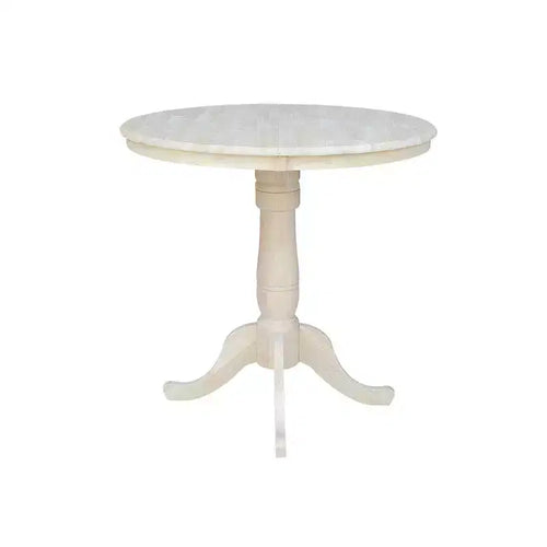 Table de salle à manger ronde de 36 po, hauteur comptoir, avec rallonge de 12 po, non finie