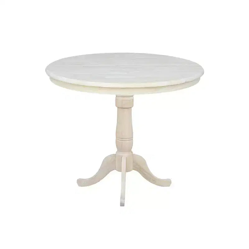Table de salle à manger ronde de 36 po, hauteur comptoir, avec rallonge de 12 po, non finie