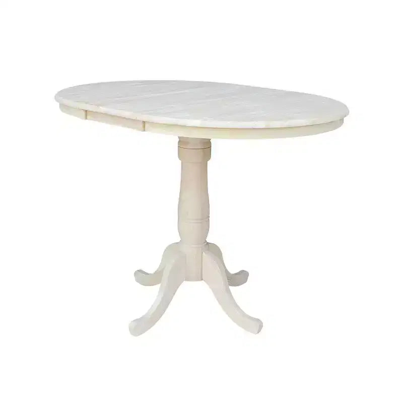 Table de salle à manger ronde de 36 po, hauteur comptoir, avec rallonge de 12 po, non finie