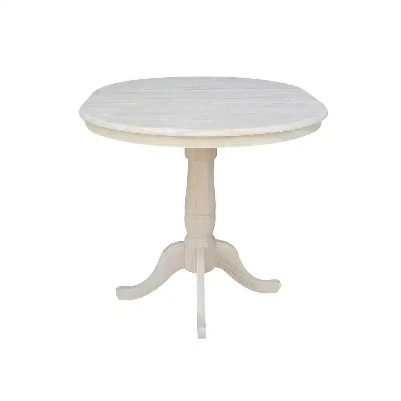 Table de salle à manger ronde de 36 po, hauteur comptoir, avec rallonge de 12 po, non finie